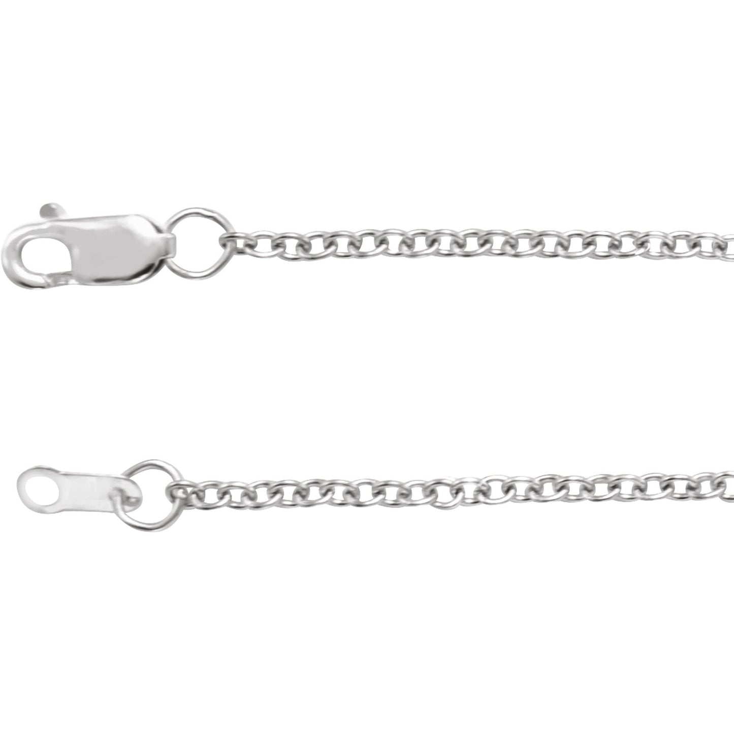Polished Cable Chain Necklace in Sterling Silver, 14k Yellow Gold, 14k White Gold, or Platinum