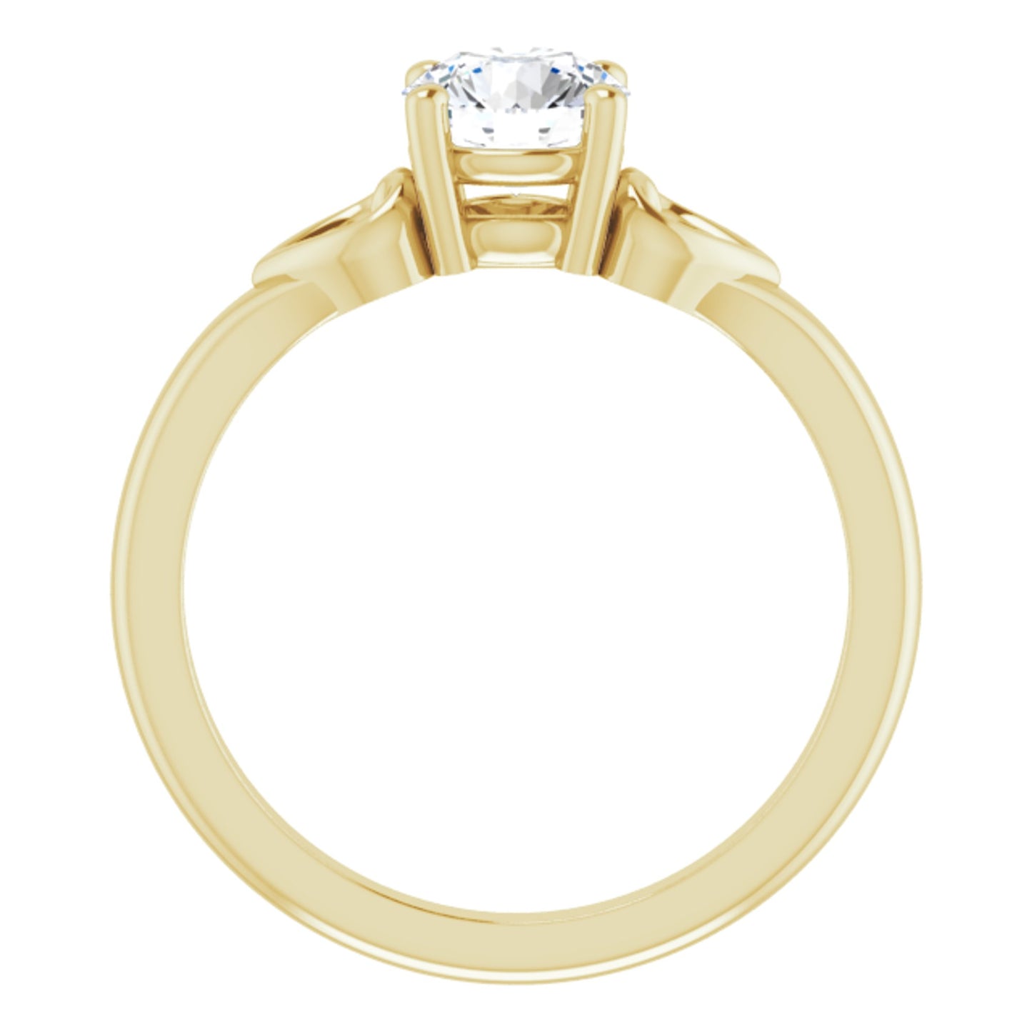 14k Yellow Gold Solitaire Heart 4-Prong Ring with Round Brilliant Cut DNA Gemstone