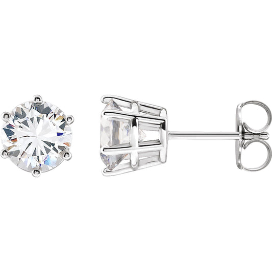 Sterling Silver 6-Prong Stud Earring(s) with Round Brilliant Cut DNA Gemstone(s)
