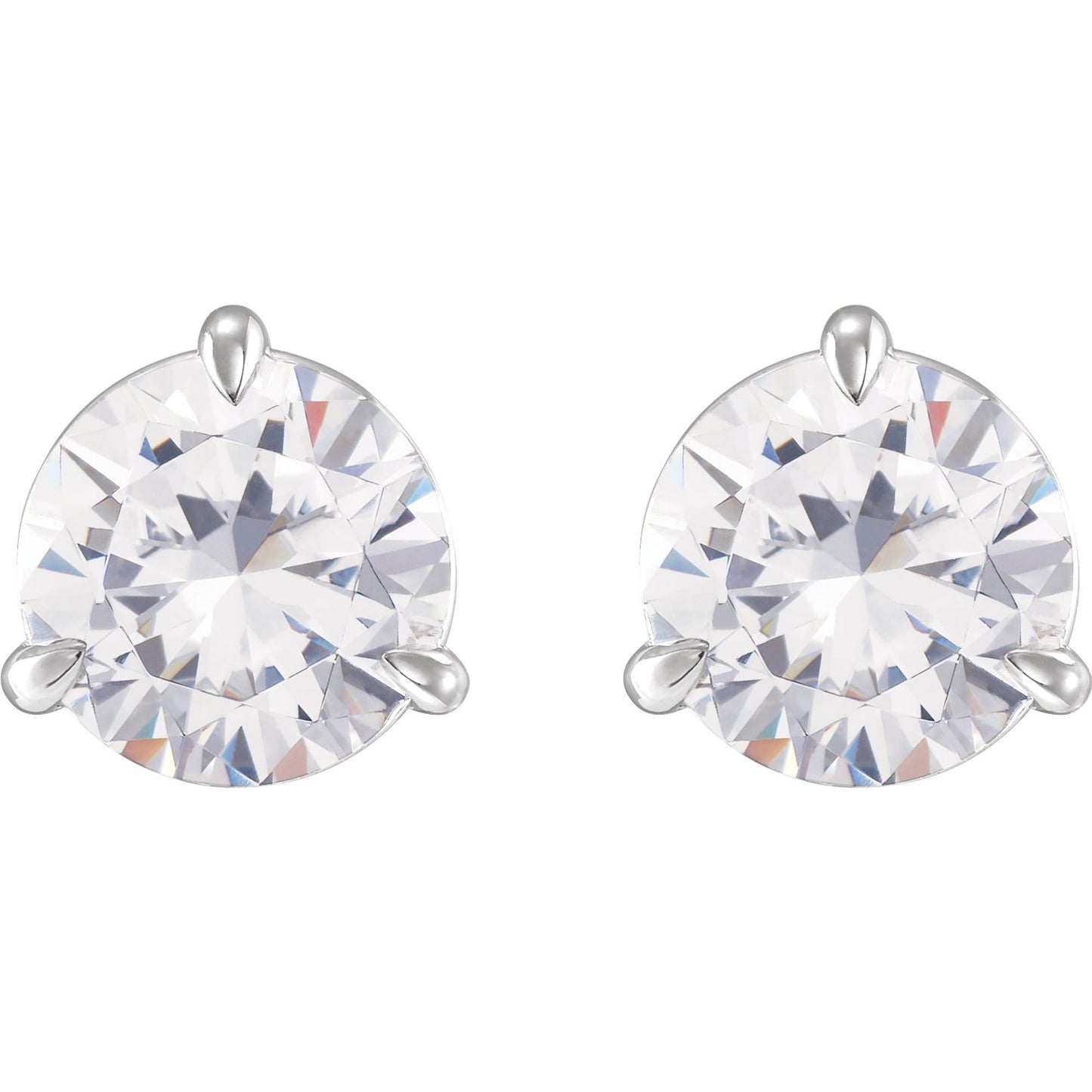 14k White Gold Claw 3-Prong Stud Earring(s) with Round Brilliant Cut DNA Gemstone(s)