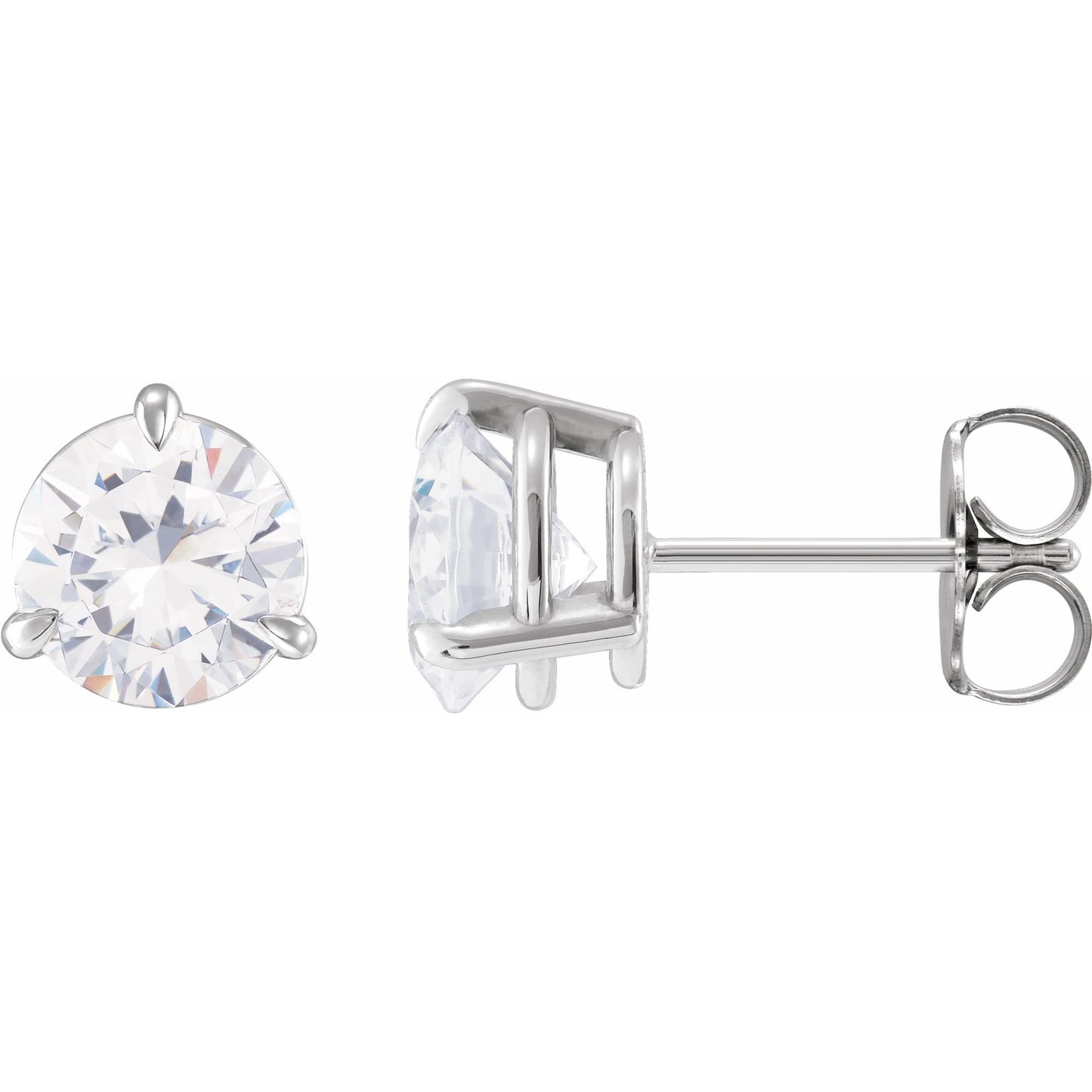 14k White Gold Claw 3-Prong Stud Earring(s) with Round Brilliant Cut DNA Gemstone(s)