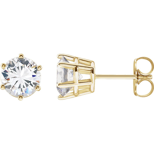 14k Yellow Gold 6-Prong Stud Earring(s) with Round Brilliant Cut DNA Gemstone(s)