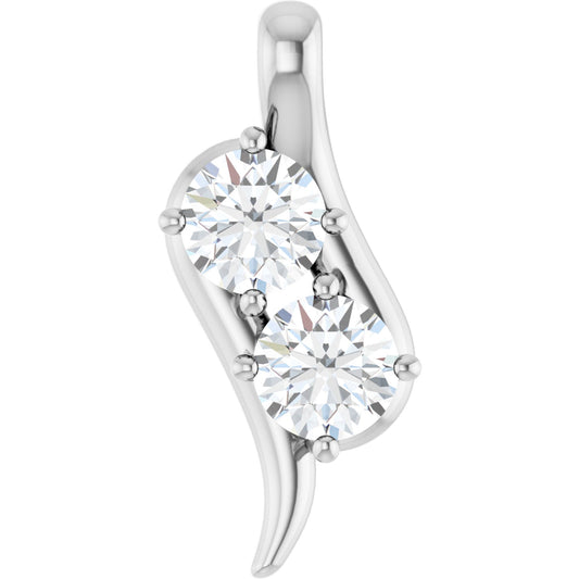 Sterling Silver 2 Stone Pendant with Round Brilliant Cut DNA Gemstones