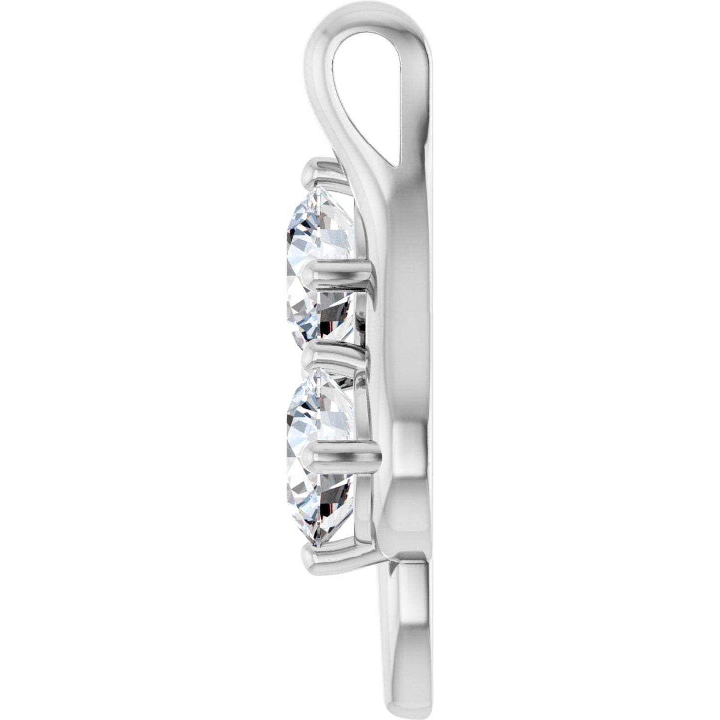 Sterling Silver 2 Stone Pendant with Round Brilliant Cut DNA Gemstones