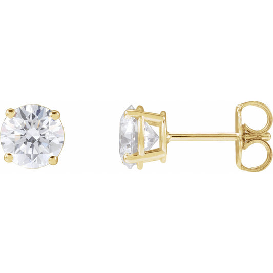 14k Yellow Gold 4-Prong Stud Earring(s) with Round Brilliant Cut DNA Gemstone(s)