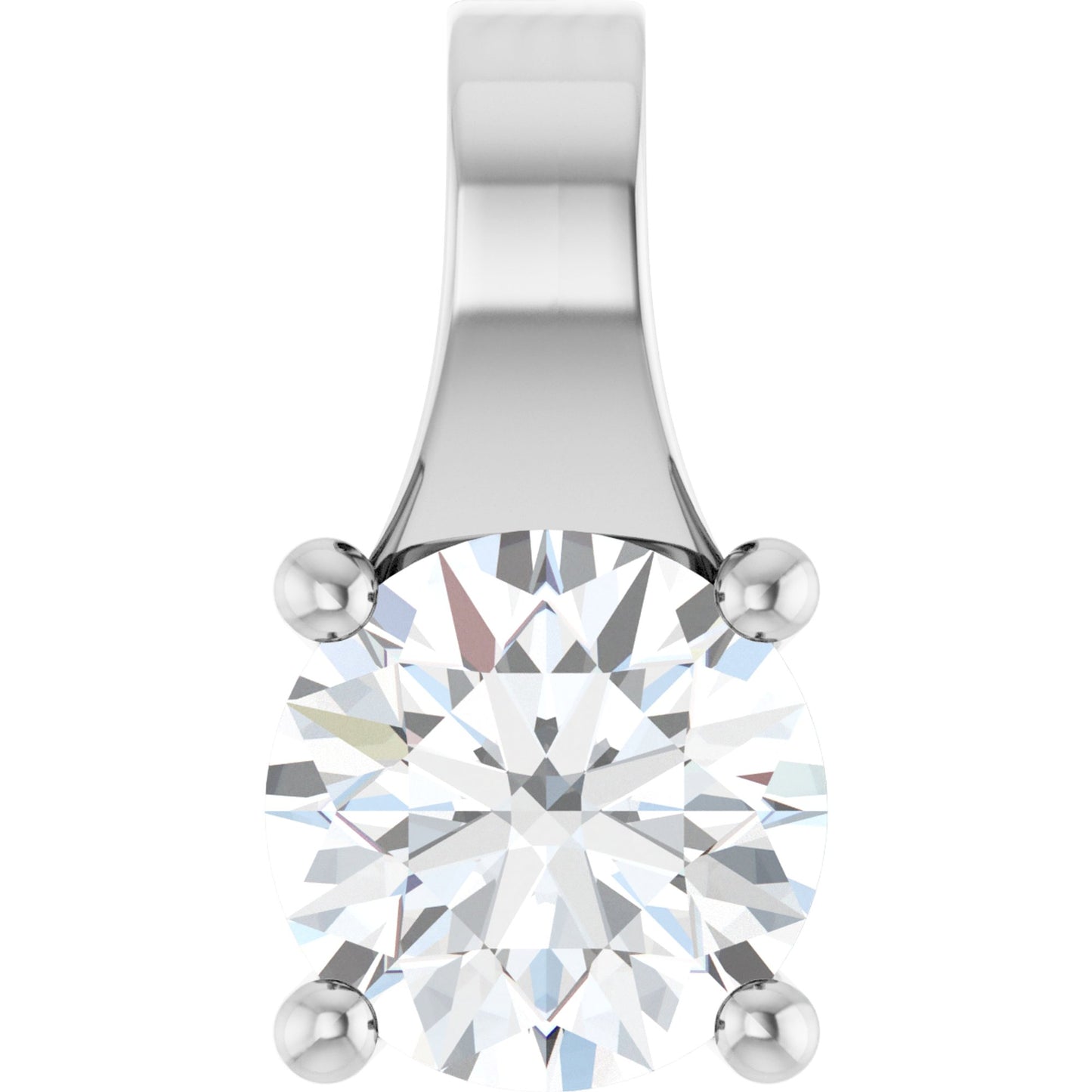 14k White Gold Modern 4-Prong Pendant with Round Brilliant Cut DNA Gemstone