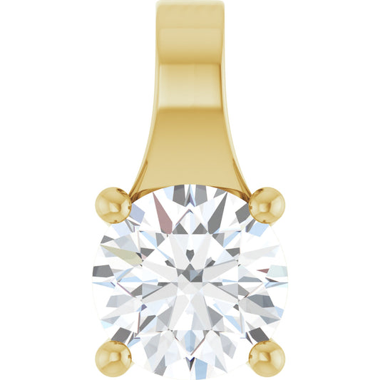 14k Yellow Gold Modern 4-Prong Pendant with Round Brilliant Cut DNA Gemstone