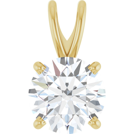 14k Yellow Gold Split Top 4-Prong Pendant with Round Brilliant Cut DNA Gemstone