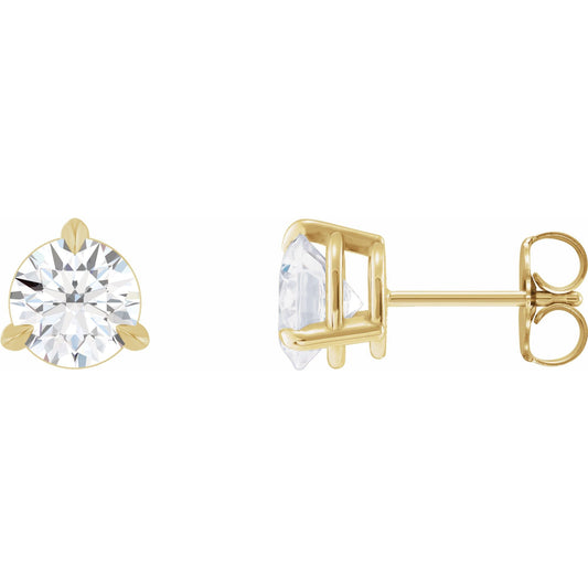 14k Yellow Gold Claw 3-Prong Stud Earring(s) with Round Brilliant Cut DNA Gemstone(s)