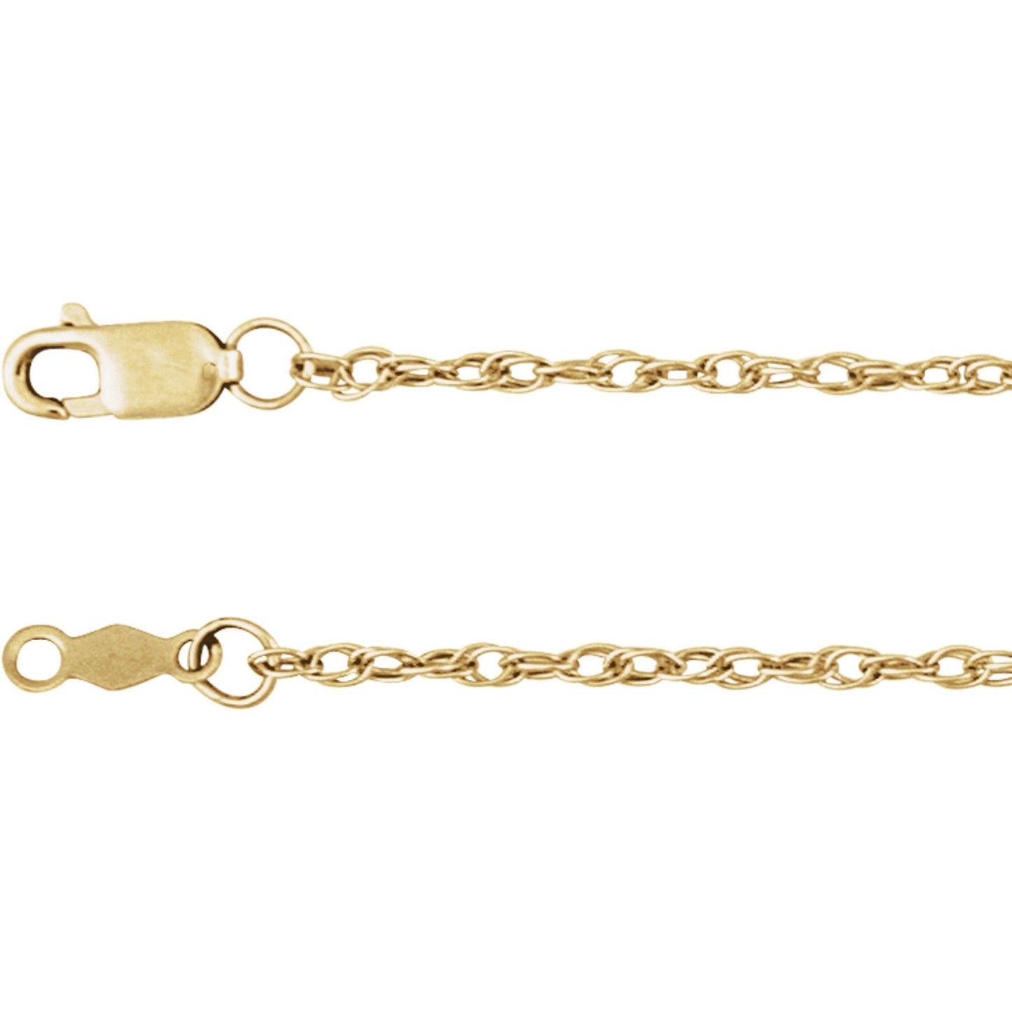 Polished Rope Chain Necklace in Sterling Silver, 14k Yellow Gold, 14k White Gold
