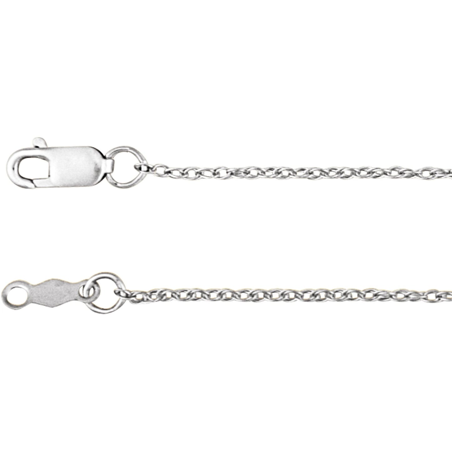 Polished Rope Chain Necklace in Sterling Silver, 14k Yellow Gold, 14k White Gold