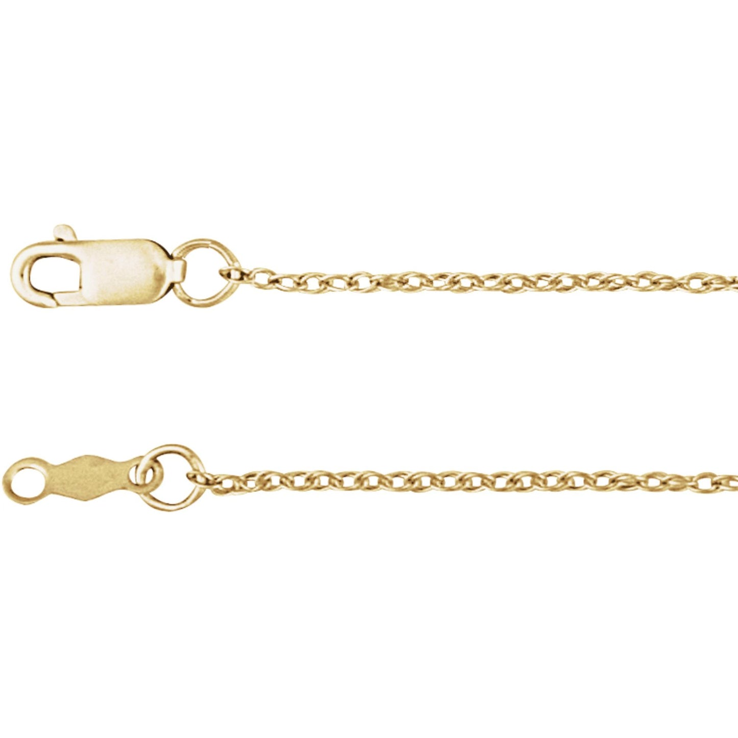 Polished Rope Chain Necklace in Sterling Silver, 14k Yellow Gold, 14k White Gold