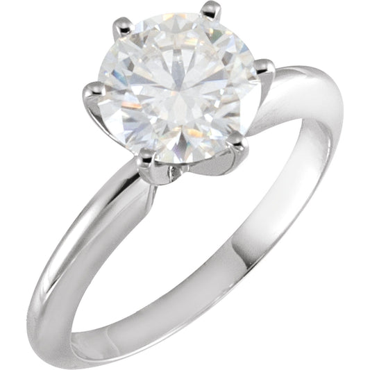 14k White Gold Solitaire 6-Prong Ring with Round Brilliant Cut DNA Gemstone