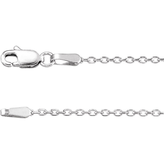 Diamond-Cut 1.4mm Cable Chain Necklace in Rhodium-Plated Sterling Silver, 14k Yellow Gold, or 14k White Gold