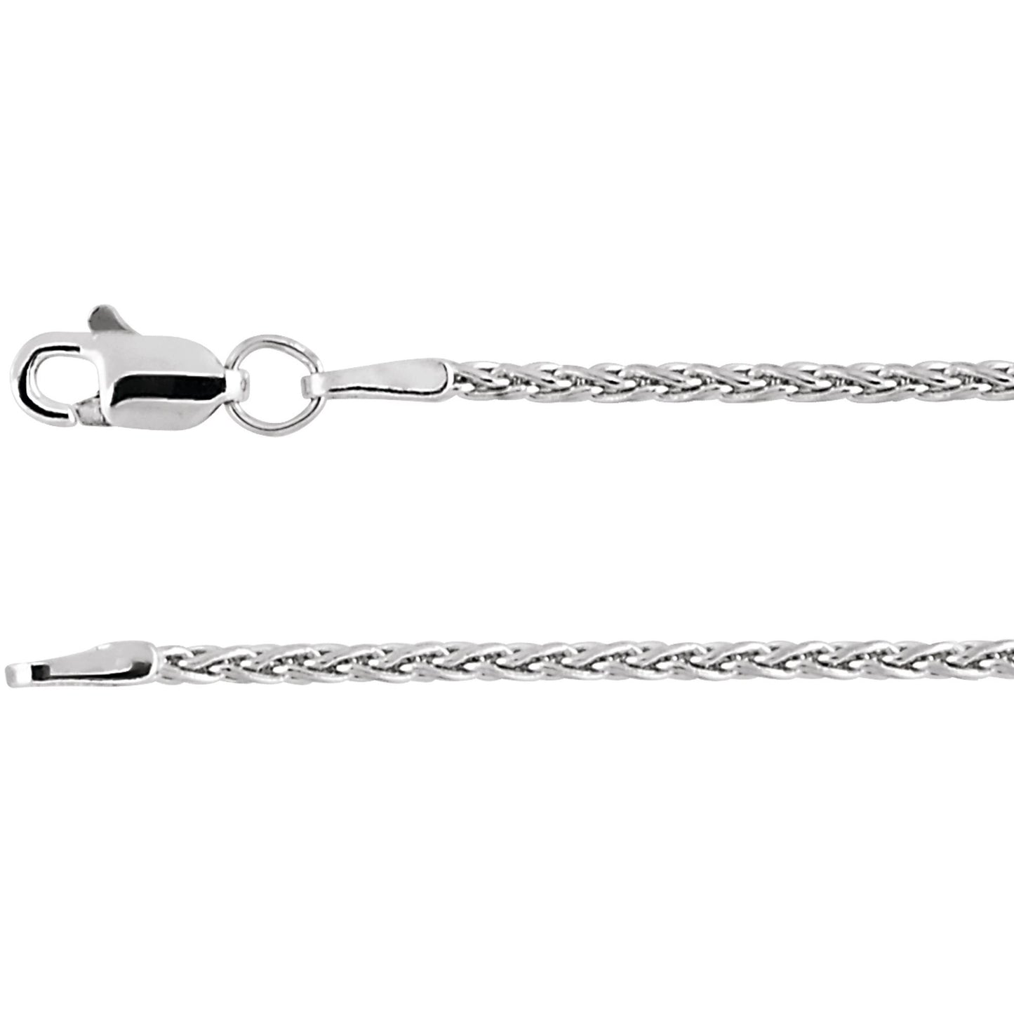 Polished Wheat Chain Necklace in Sterling Silver, 14k Yellow Gold, 14k White Gold