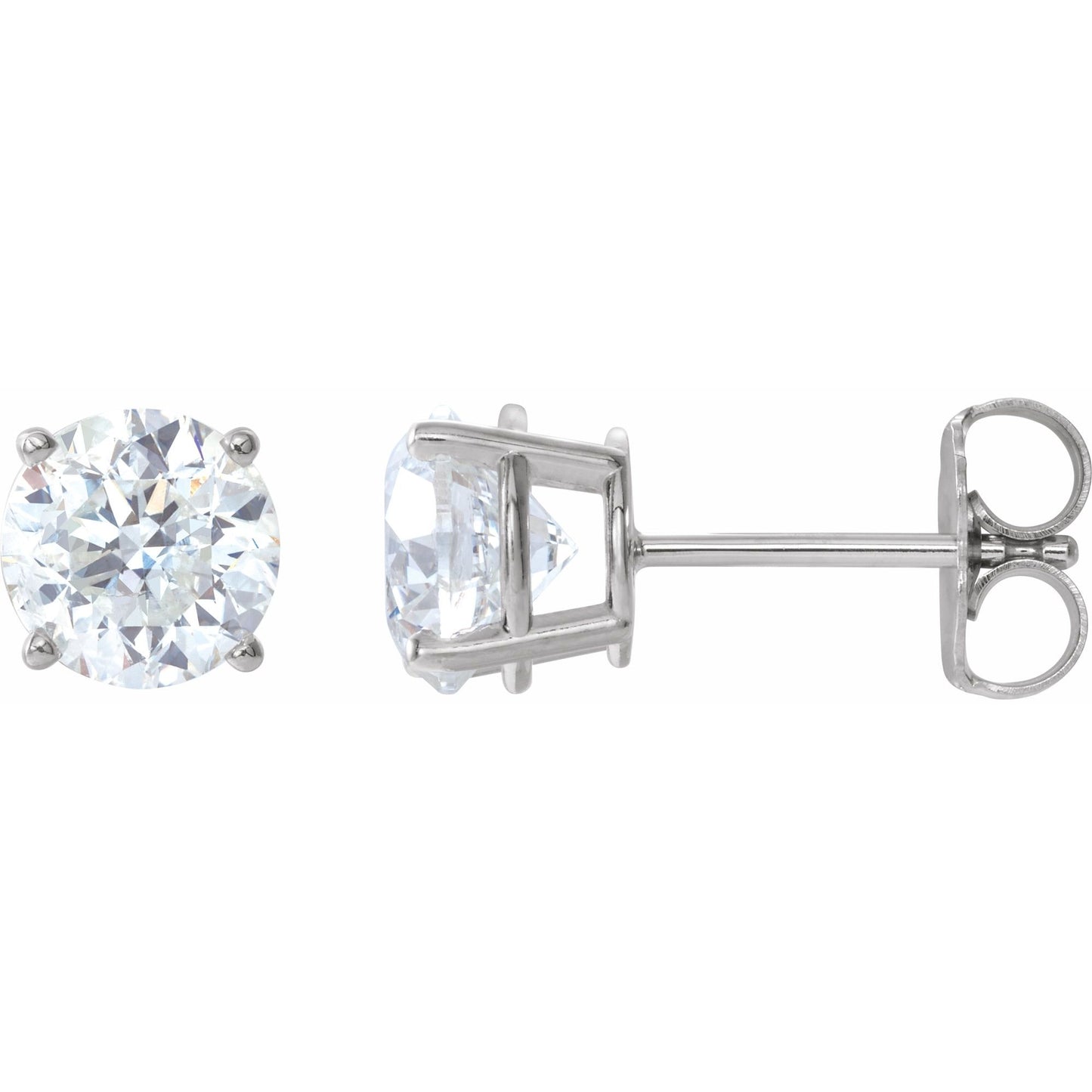 Sterling Silver 4-Prong Stud Earring(s) with Round Brilliant Cut DNA Gemstone(s)