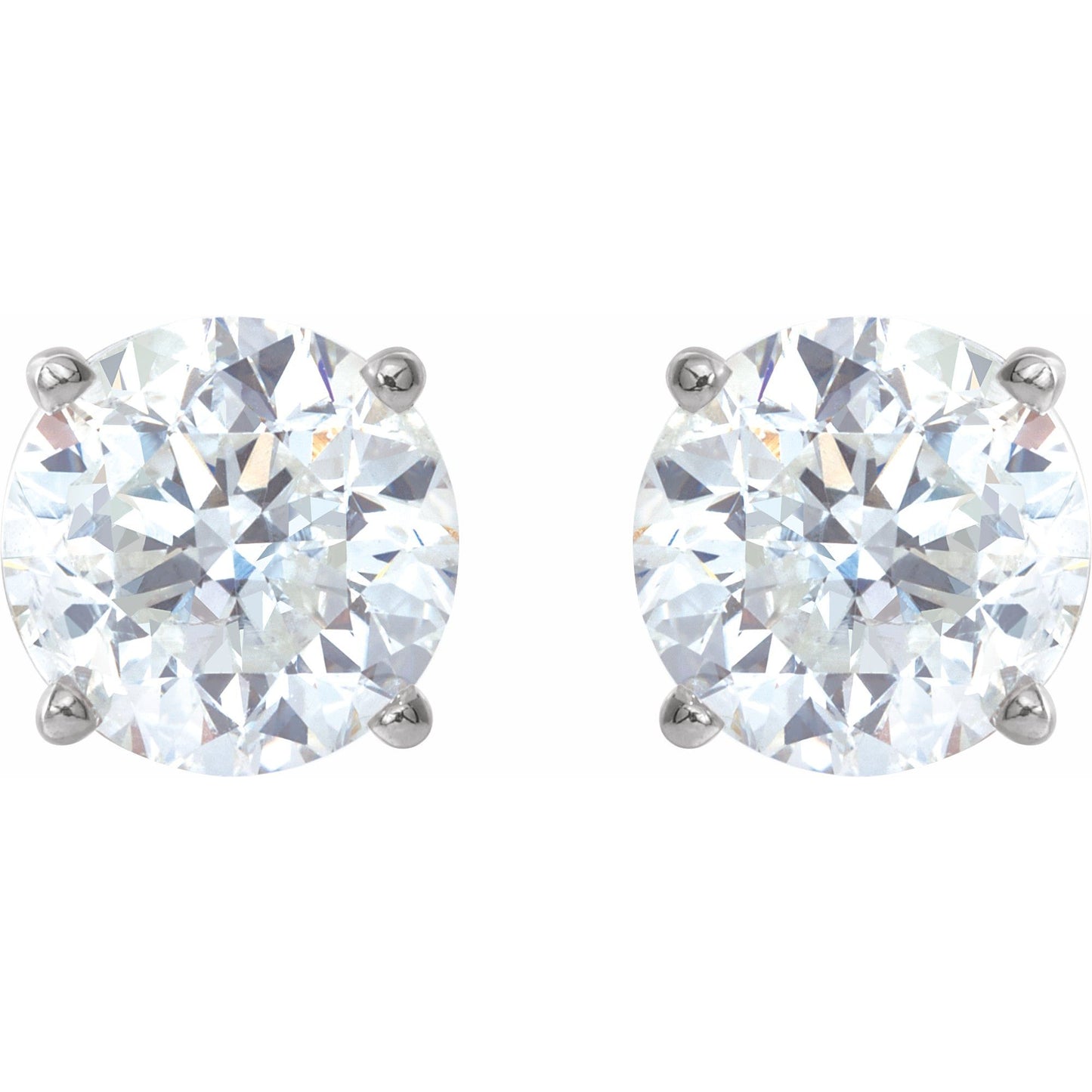 Sterling Silver 4-Prong Stud Earring(s) with Round Brilliant Cut DNA Gemstone(s)