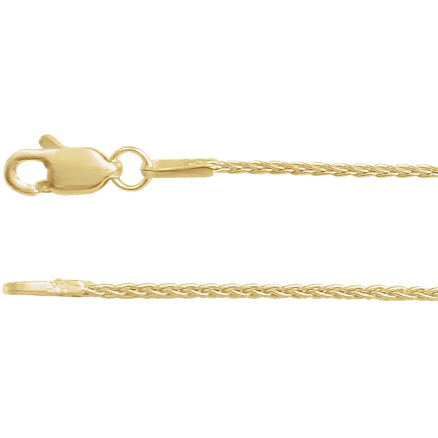 Polished Wheat Chain Necklace in Sterling Silver, 14k Yellow Gold, 14k White Gold