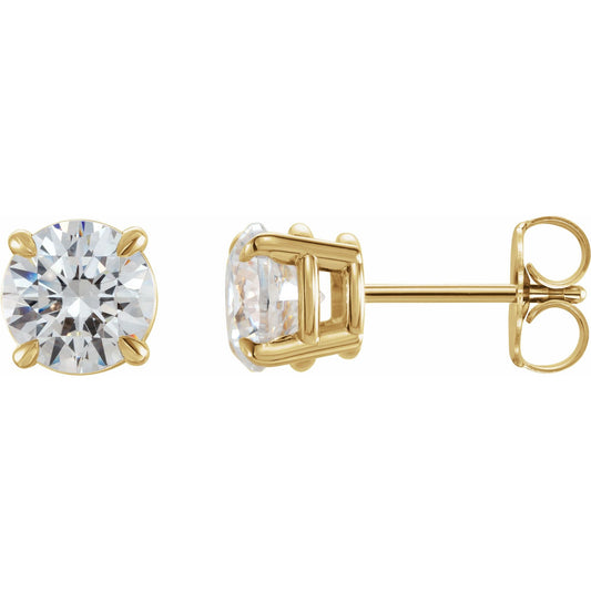 14k Yellow Gold Claw 4-Prong Stud Earring(s) with Round Brilliant Cut DNA Gemstone(s)