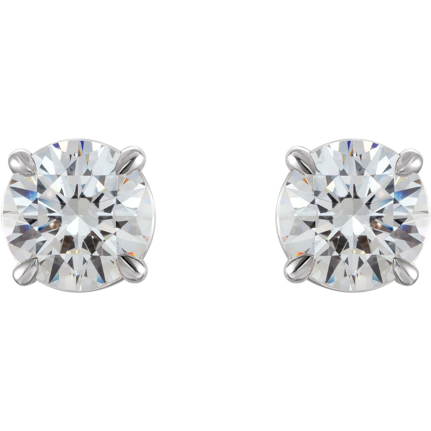 14k White Gold Claw 4-Prong Stud Earring(s) with Round Brilliant Cut DNA Gemstone(s)