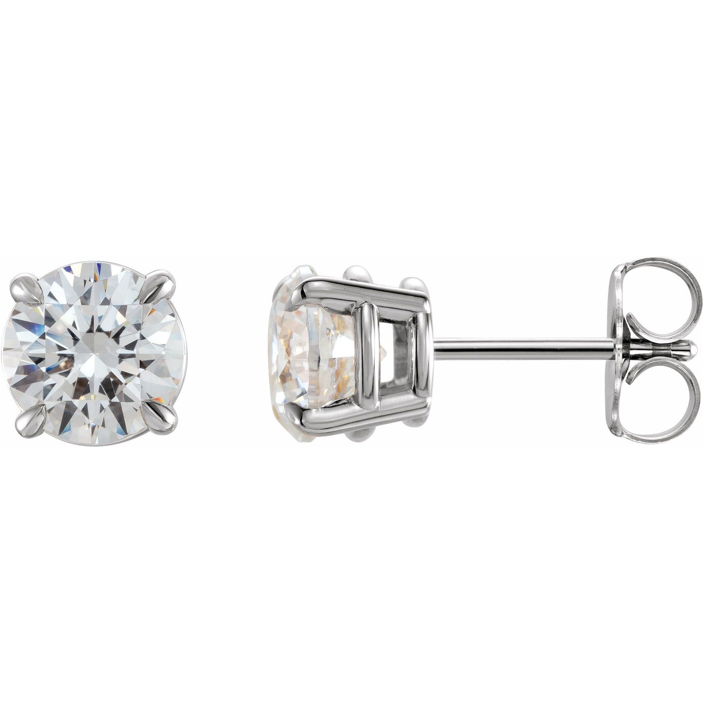 14k White Gold Claw 4-Prong Stud Earring(s) with Round Brilliant Cut DNA Gemstone(s)