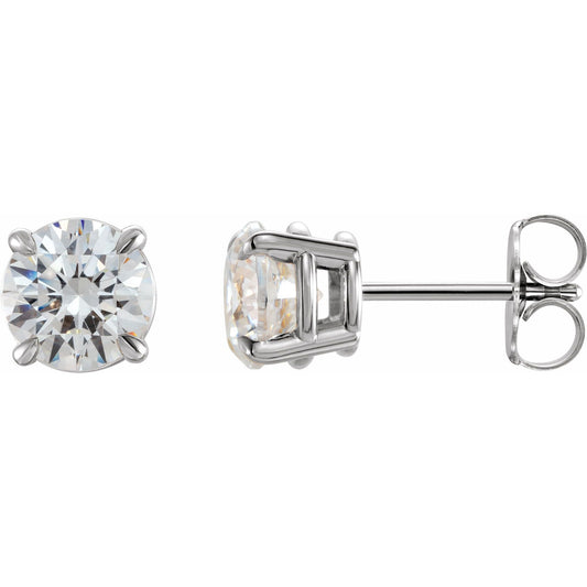 Sterling Silver Claw 4-Prong Stud Earring(s) with Round Brilliant Cut DNA Gemstone(s)