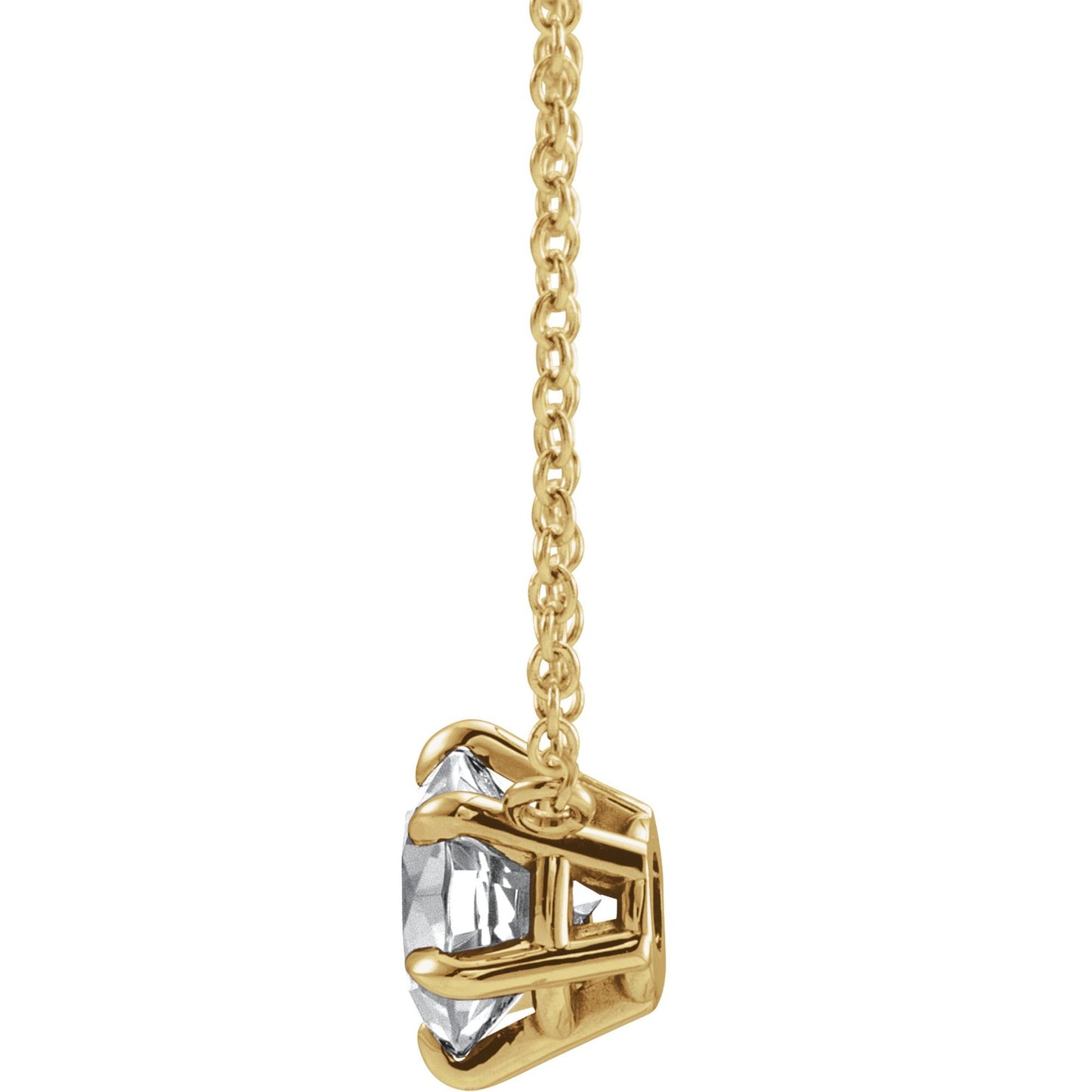 14k Yellow Gold Solitaire Claw 6-Prong Necklace with Round Brilliant Cut DNA Gemstone