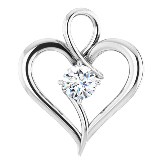 Sterling Silver Heart Pendant with Round Brilliant Cut DNA Gemstone