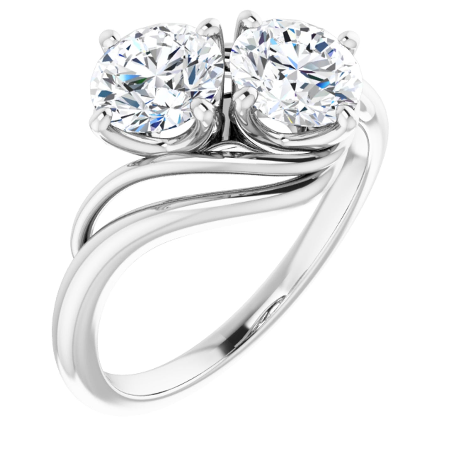 Sterling Silver 2 Stone Ring with Round Brilliant Cut DNA Gemstones
