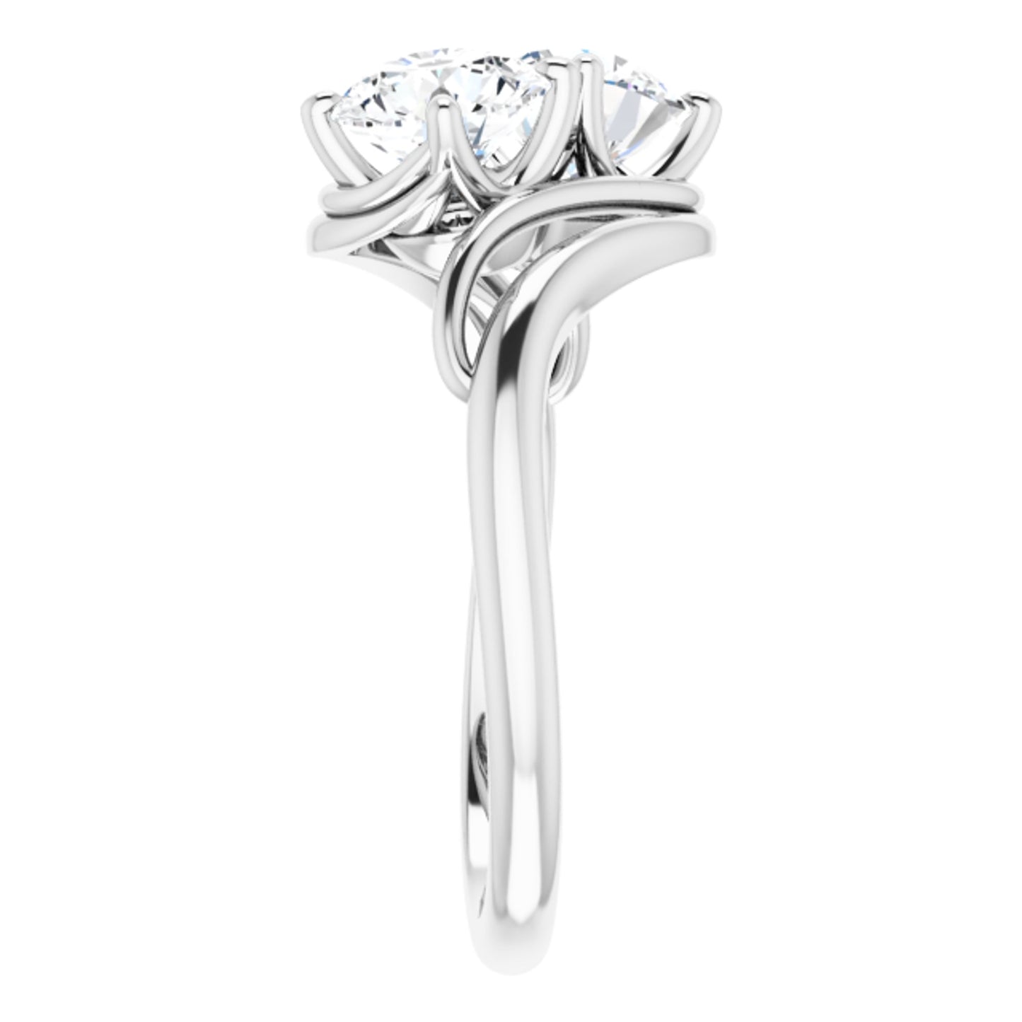 Sterling Silver 2 Stone Ring with Round Brilliant Cut DNA Gemstones
