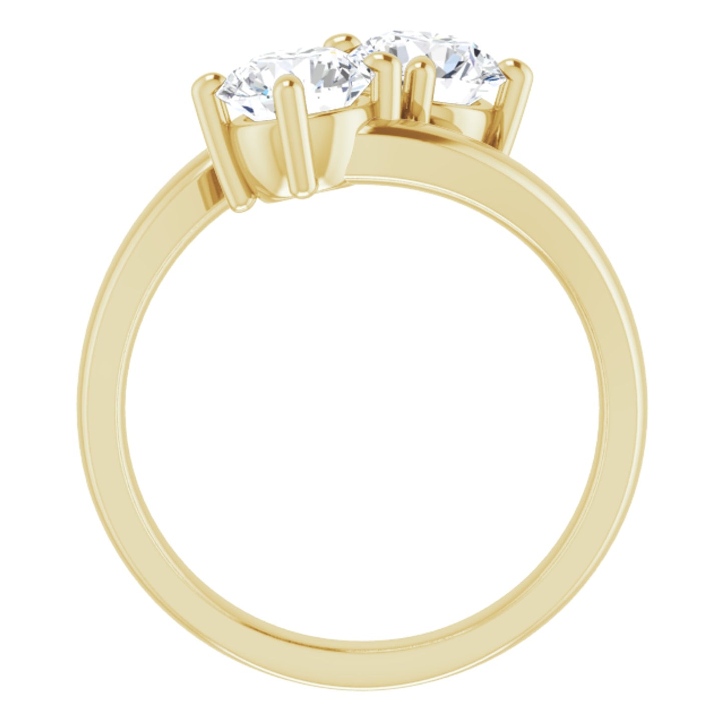 14k Yellow Gold Simple 2 Stone Ring with Round Brilliant Cut DNA Gemstones
