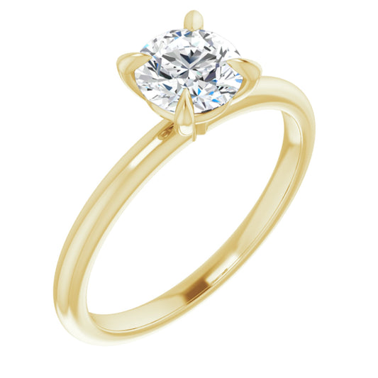 14k Yellow Gold Solitaire Claw 4-Prong Ring with Round Brilliant Cut DNA Gemstone