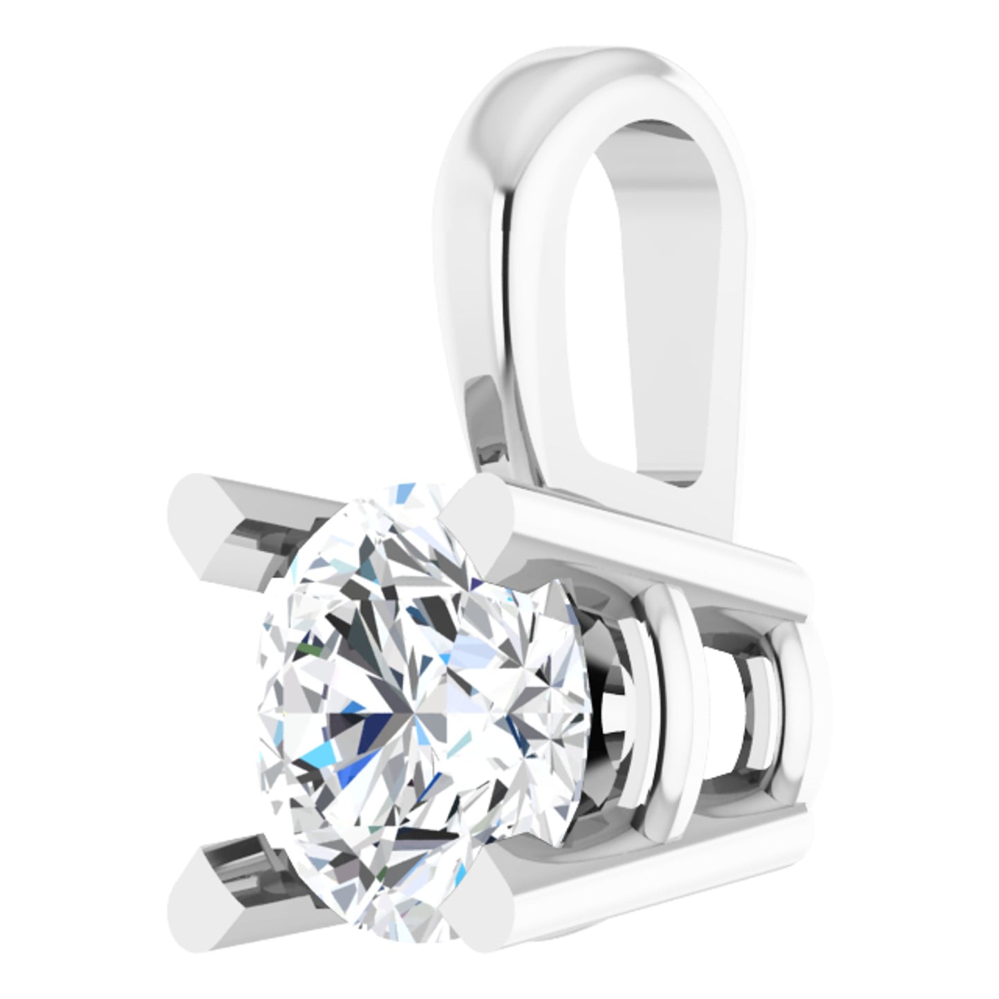 Platinum 4-Prong Pendant with Round Brilliant Cut DNA Gemstone