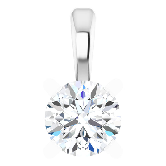 Sterling Silver 4-Prong Pendant with Round Brilliant Cut DNA Gemstone