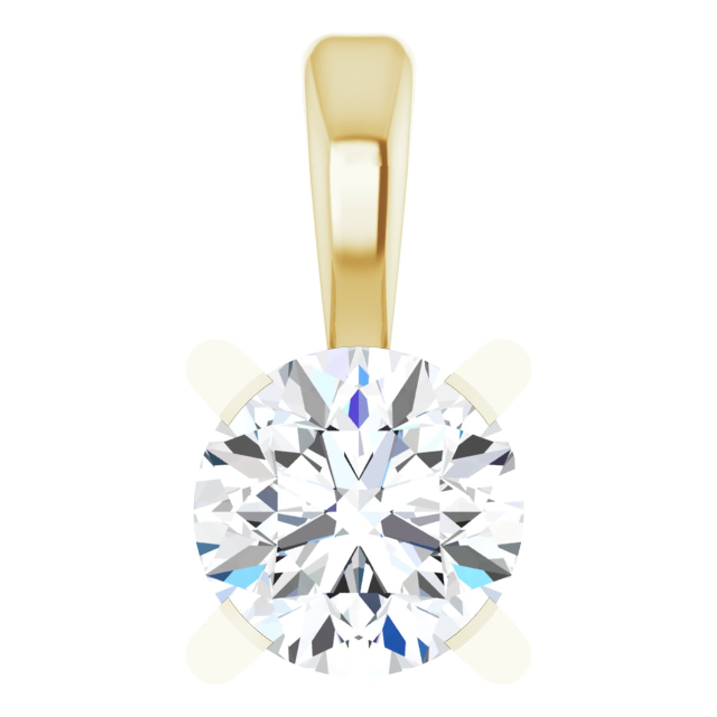 14k Yellow Gold 4-Prong Pendant with Round Brilliant Cut DNA Gemstone