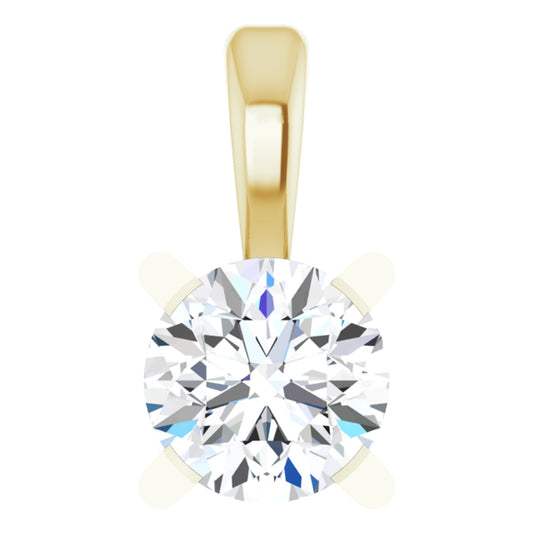 14k Yellow Gold 4-Prong Pendant with Round Brilliant Cut DNA Gemstone