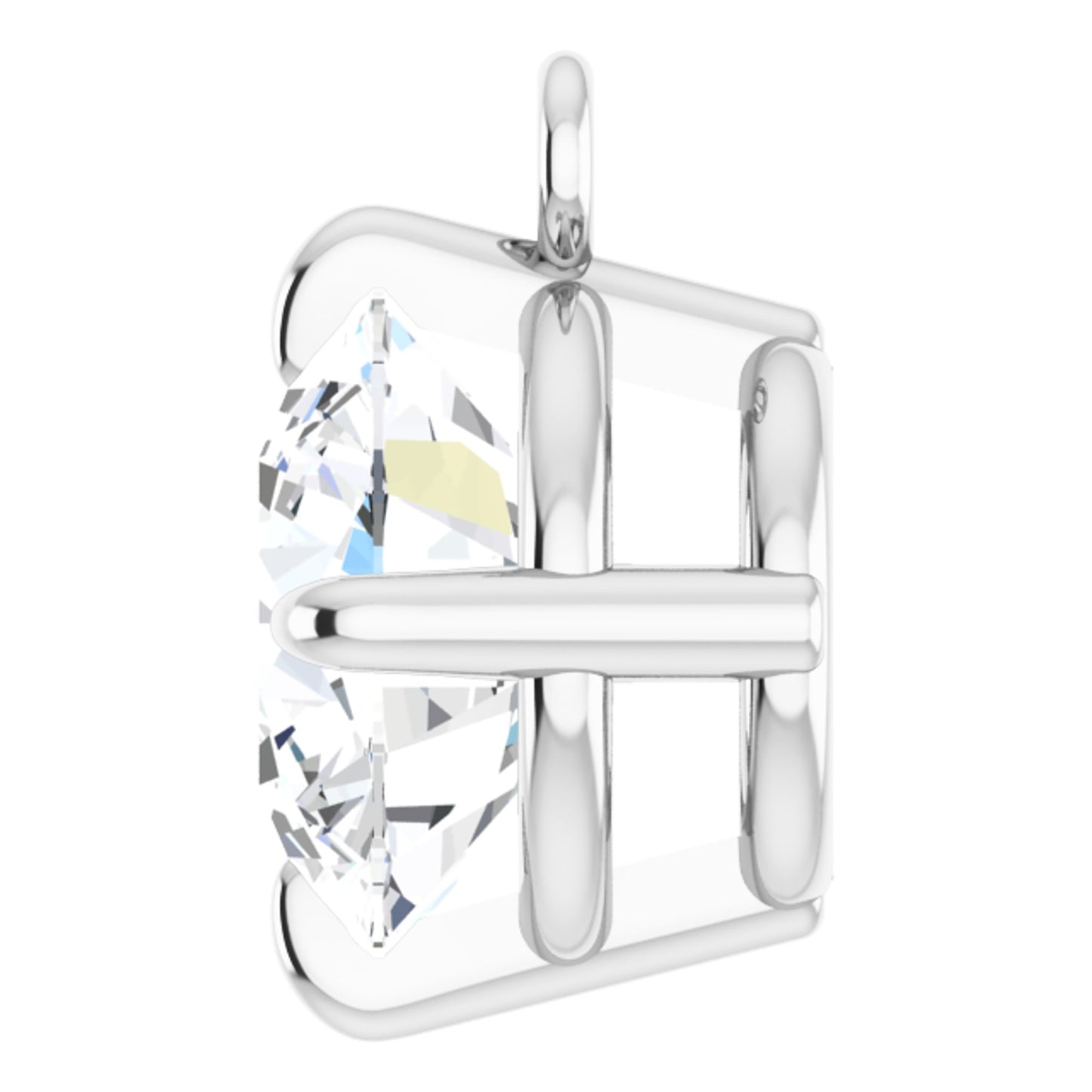14k White Gold Claw 4-Prong Dangle Charm with Round Brilliant Cut DNA Gemstone