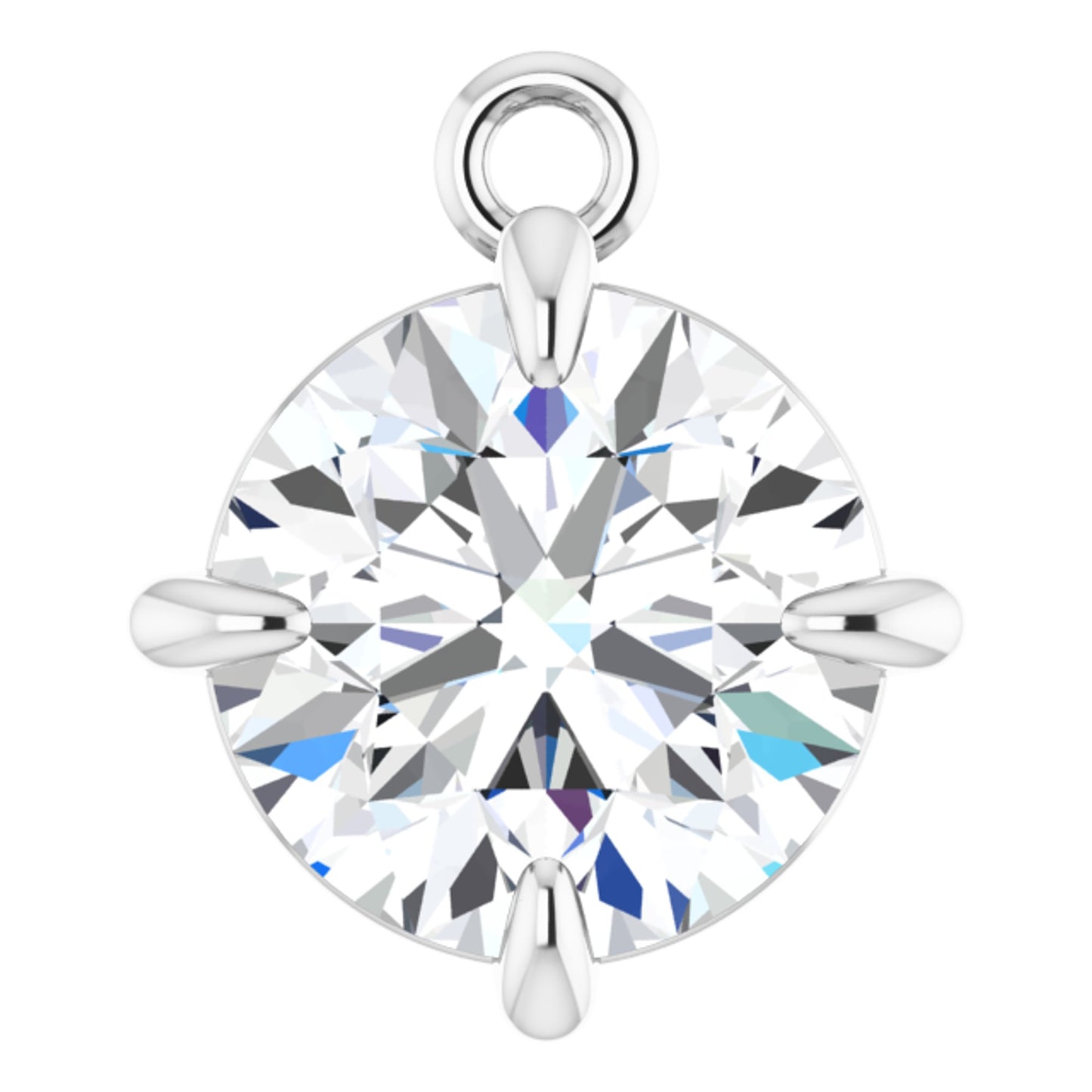 14k White Gold Claw 4-Prong Dangle Charm with Round Brilliant Cut DNA Gemstone