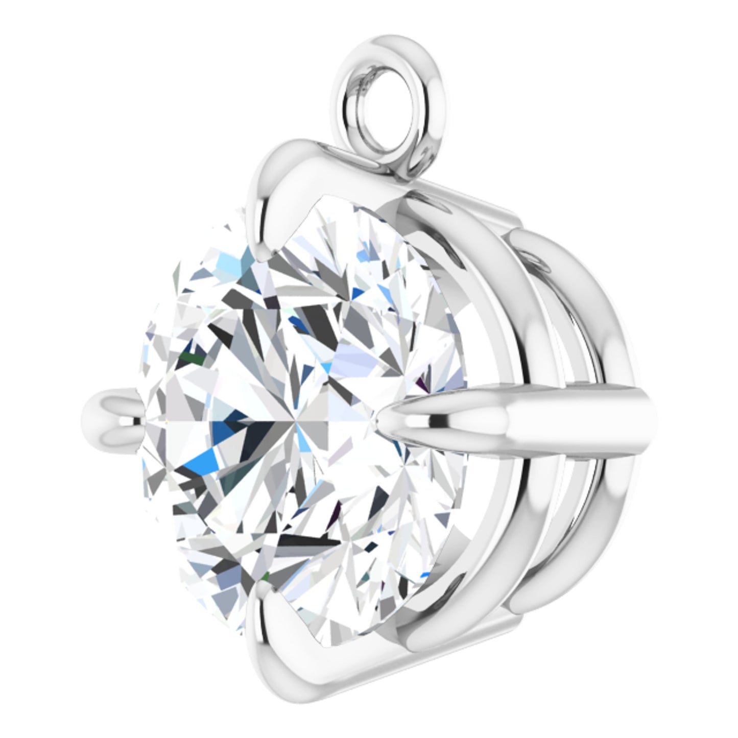 14k White Gold Claw 4-Prong Dangle Charm with Round Brilliant Cut DNA Gemstone
