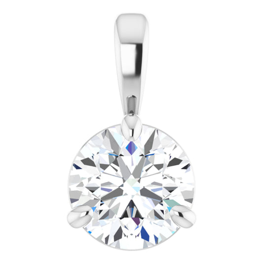 Sterling Silver Claw 3-Prong Pendant with Round Brilliant Cut DNA Gemstone