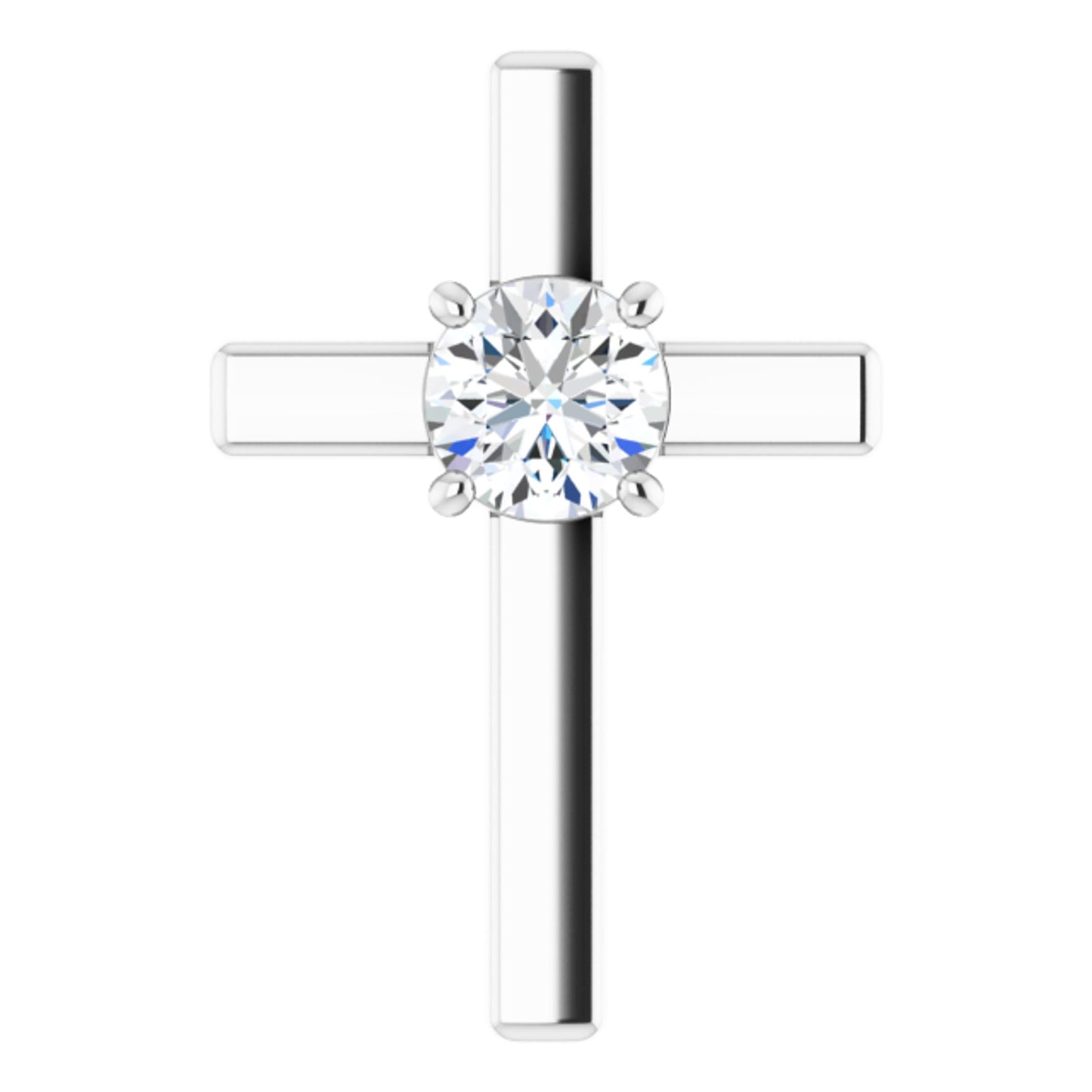 Sterling Silver Cross Pendant with Round Brilliant Cut DNA Gemstone