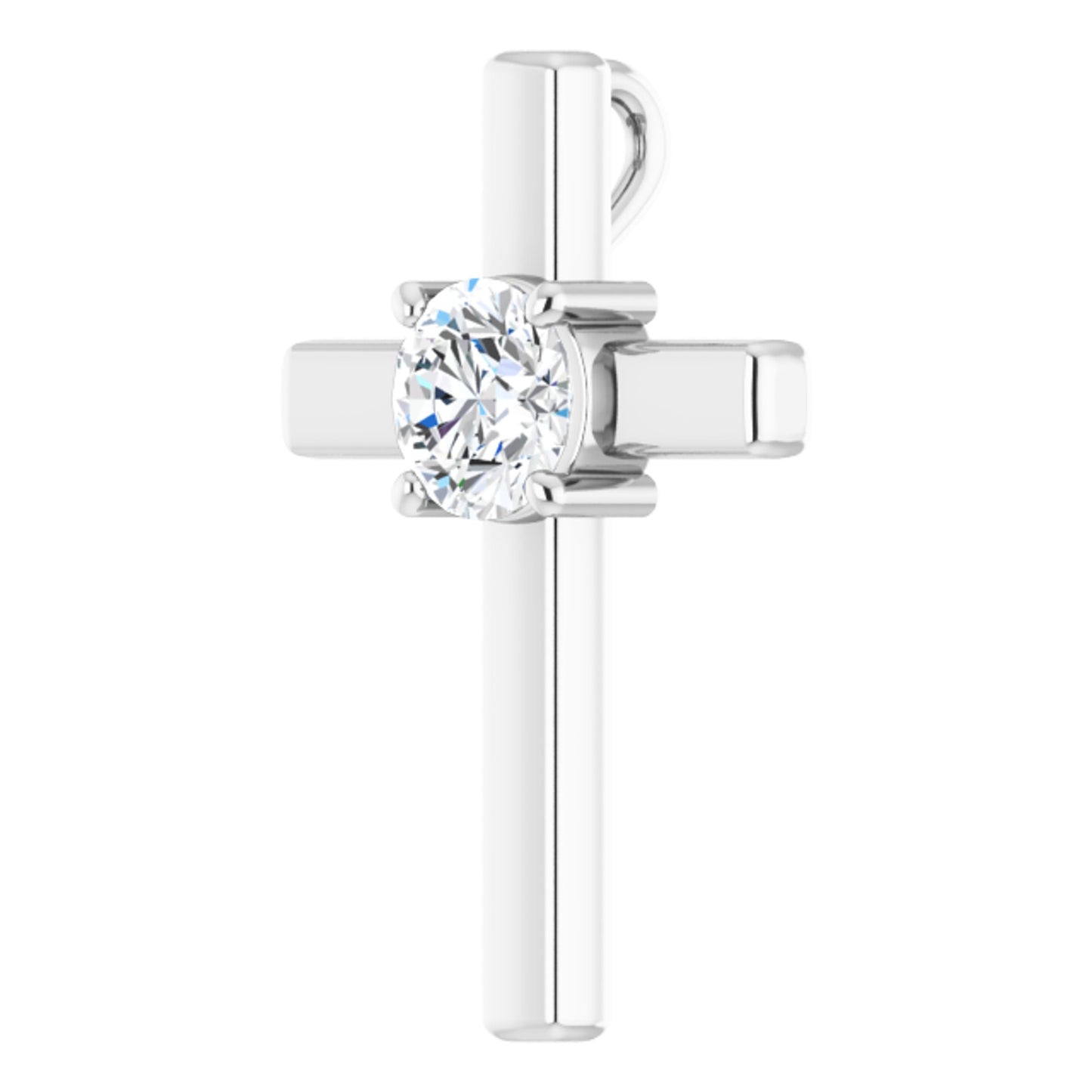 Sterling Silver Cross Pendant with Round Brilliant Cut DNA Gemstone