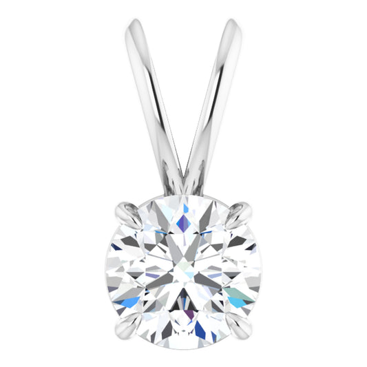 Sterling Silver Split Top Claw 4-Prong Pendant with Round Brilliant Cut DNA Gemstone