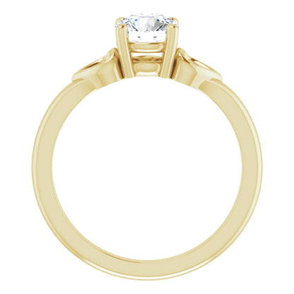 14k Yellow Gold Solitaire Heart 4-Prong Ring with Round Brilliant Cut DNA Gemstone