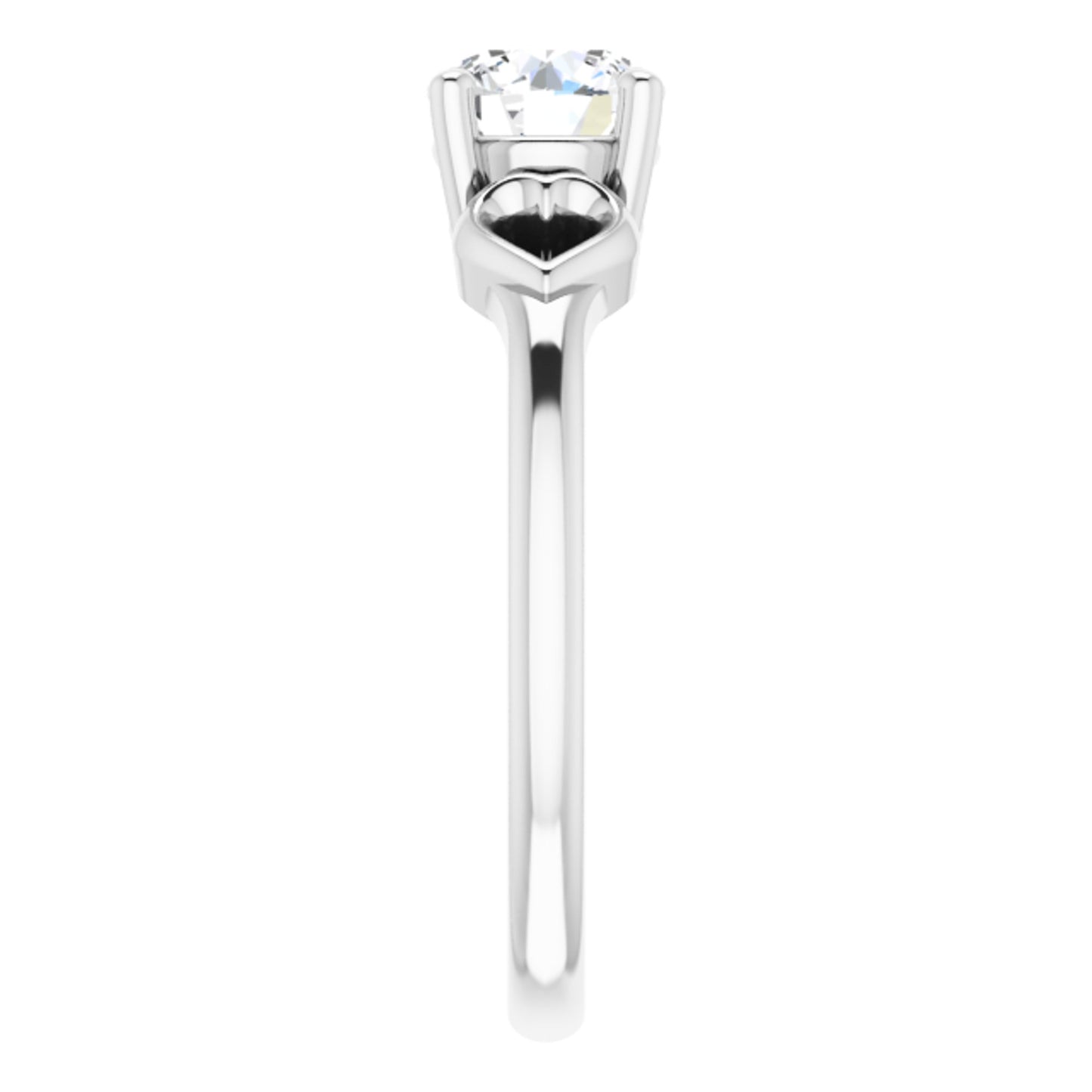 Sterling Silver Solitaire Heart 4-Prong Ring with Round Brilliant Cut DNA Gemstone