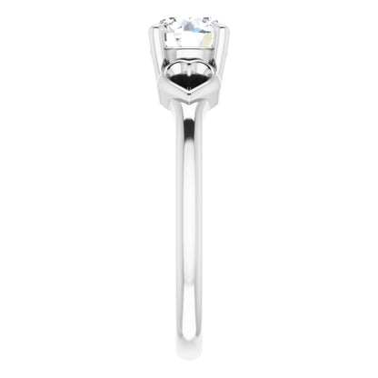 Sterling Silver Solitaire Heart 4-Prong Ring with Round Brilliant Cut DNA Gemstone