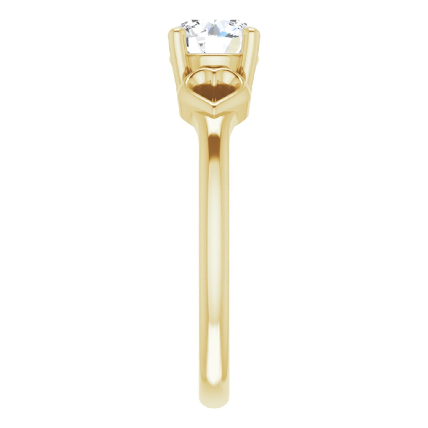14k Yellow Gold Solitaire Heart 4-Prong Ring with Round Brilliant Cut DNA Gemstone