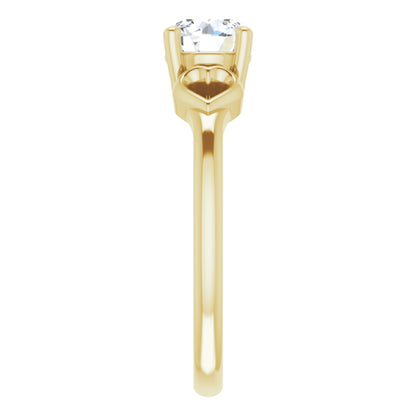 14k Yellow Gold Solitaire Heart 4-Prong Ring with Round Brilliant Cut DNA Gemstone