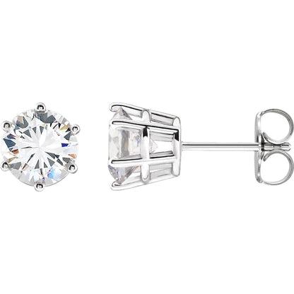 Platinum 6-Prong Stud Earring(s) with Round Brilliant Cut DNA Gemstone(s)