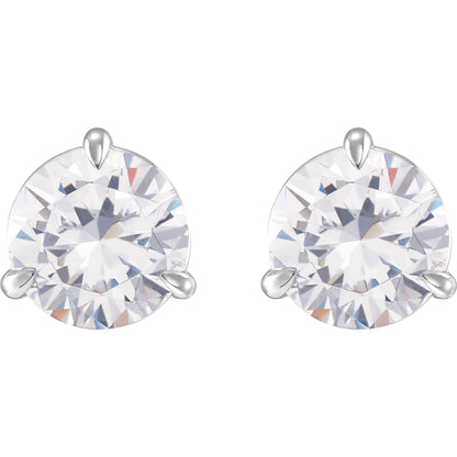 Sterling Silver Claw 3-Prong Stud Earring(s) with Round Brilliant Cut DNA Gemstone(s)